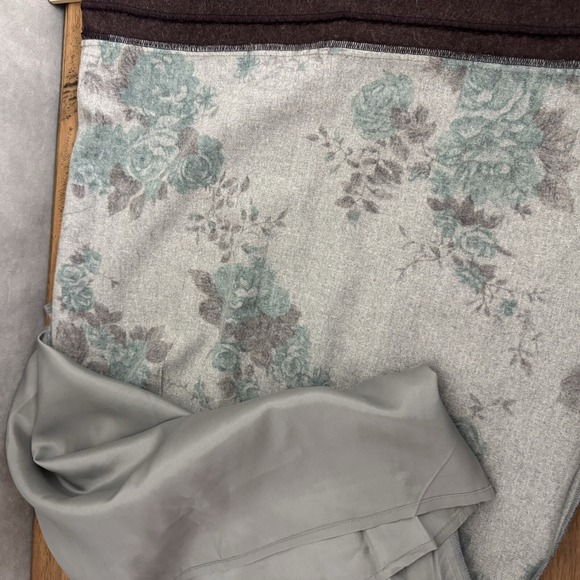 Anthropologie Tabitha Womens Medium Teal Floral Gray Wool Blend Mini Skirt - Picture 15 of 15